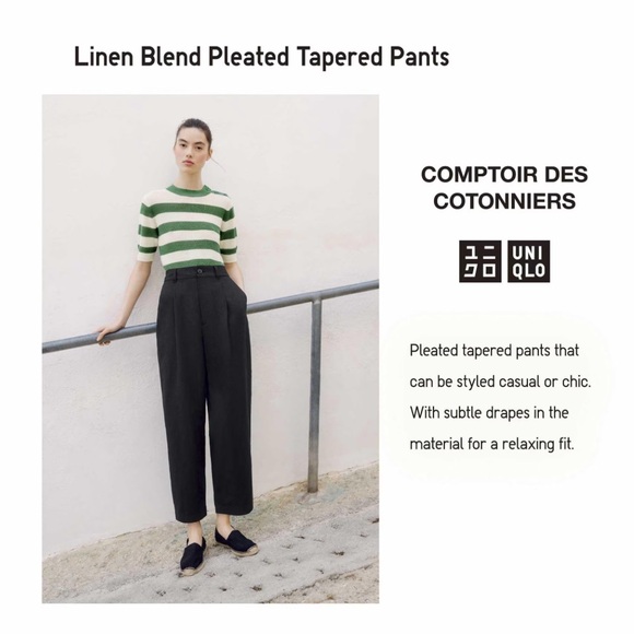 Uniqlo Linen Blend Pleated Tapered Pants - Picture 8 of 15